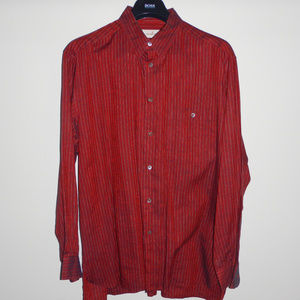 Maroon Stripped Ermenegildo Zegna Dress Shirt